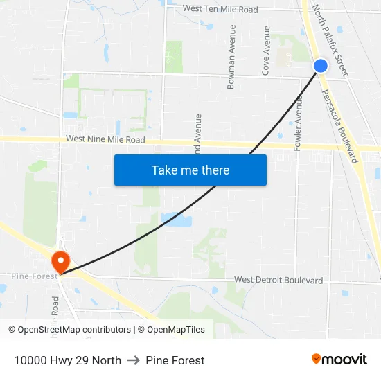 10000 Hwy 29 North to Pine Forest map
