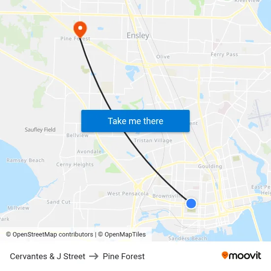 Cervantes & J Street to Pine Forest map