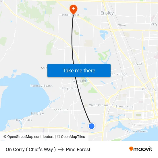 On Corry  ( Chiefs Way ) to Pine Forest map