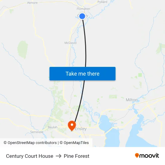 Century Court House to Pine Forest map