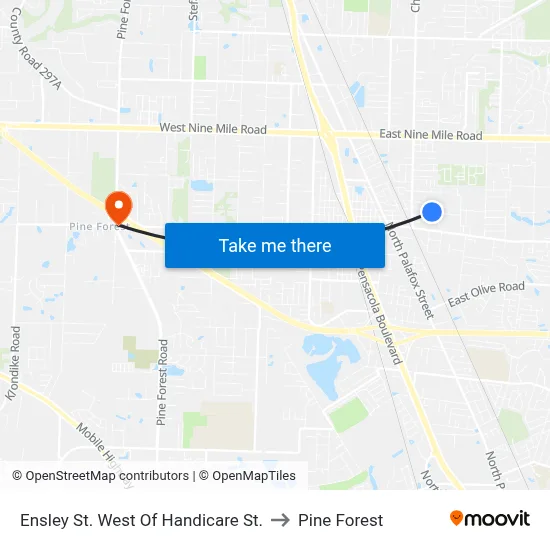 Ensley St. West Of Handicare St. to Pine Forest map