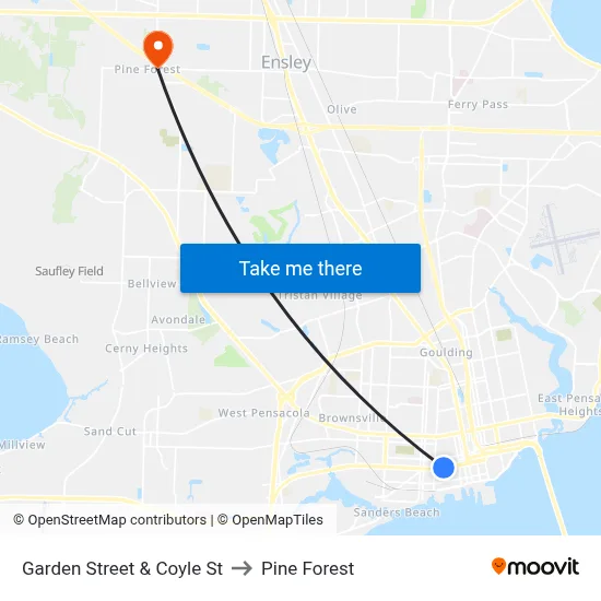 Garden Street & Coyle St to Pine Forest map