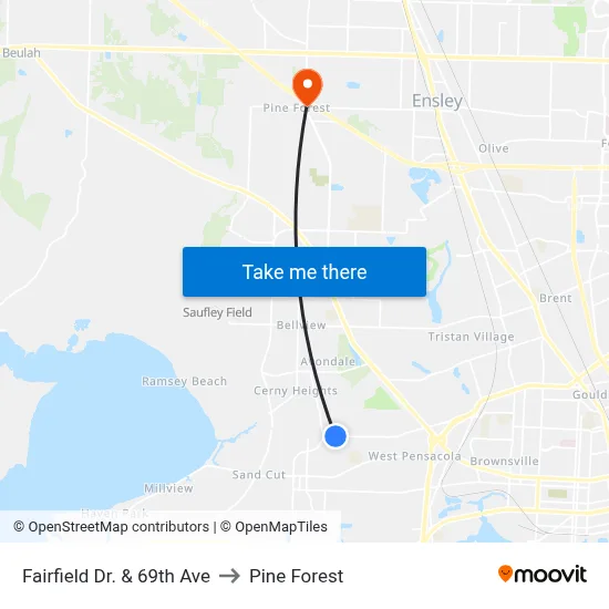 Fairfield Dr. & 69th Ave to Pine Forest map