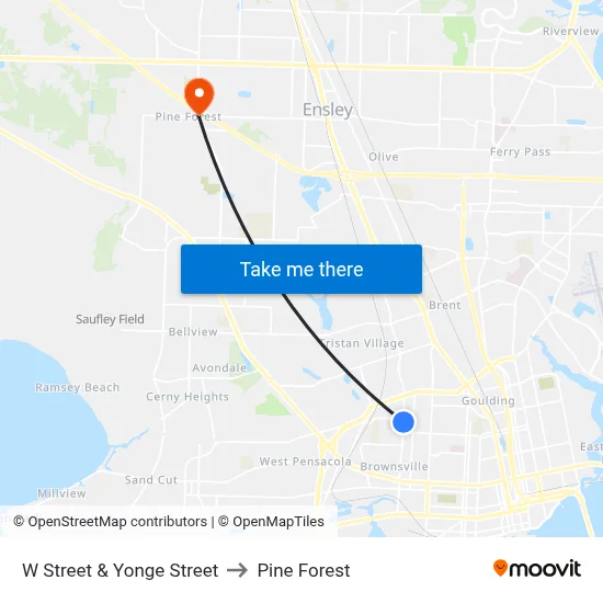 W Street & Yonge Street to Pine Forest map