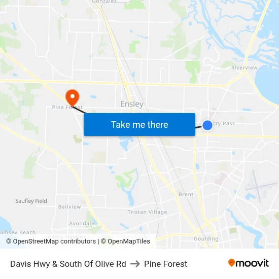 Davis Hwy & South Of Olive Rd to Pine Forest map