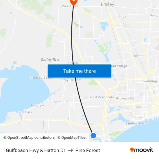 Gulfbeach Hwy & Hatton Dr to Pine Forest map