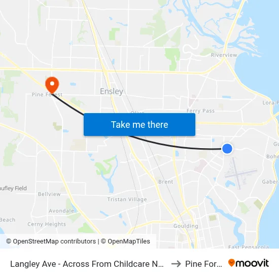 Langley Ave - Across From Childcare Network to Pine Forest map