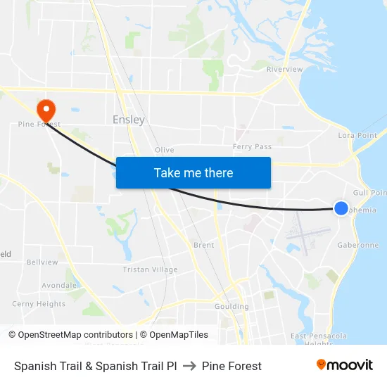 Spanish Trail & Spanish Trail Pl to Pine Forest map