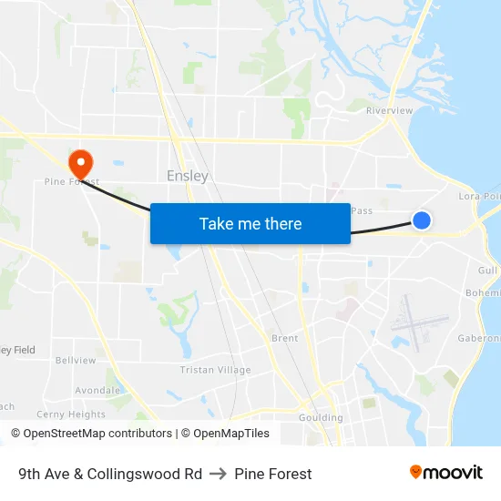 9th Ave & Collingswood Rd to Pine Forest map