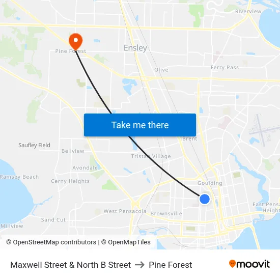 Maxwell Street & North B Street to Pine Forest map