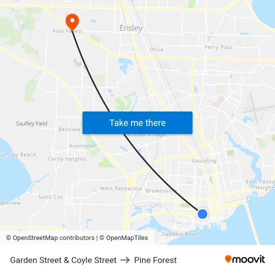 Garden Street & Coyle Street to Pine Forest map