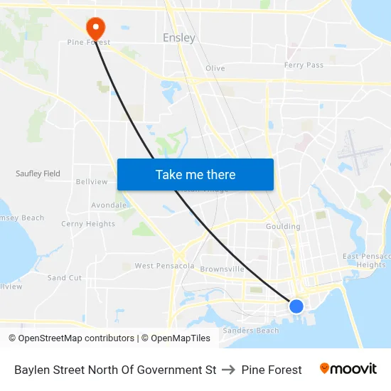 Baylen Street North Of Government St to Pine Forest map