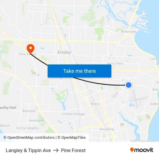 Langley & Tippin Ave to Pine Forest map