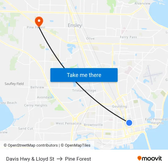 Davis Hwy & Lloyd St to Pine Forest map