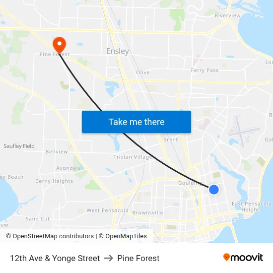 12th Ave & Yonge Street to Pine Forest map