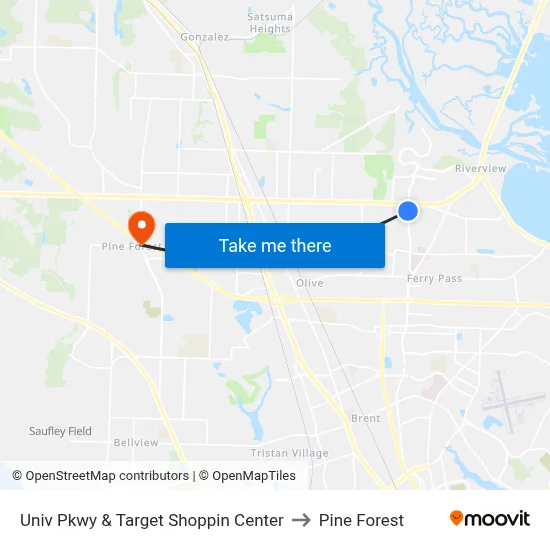 Univ Pkwy & Target Shoppin Center to Pine Forest map