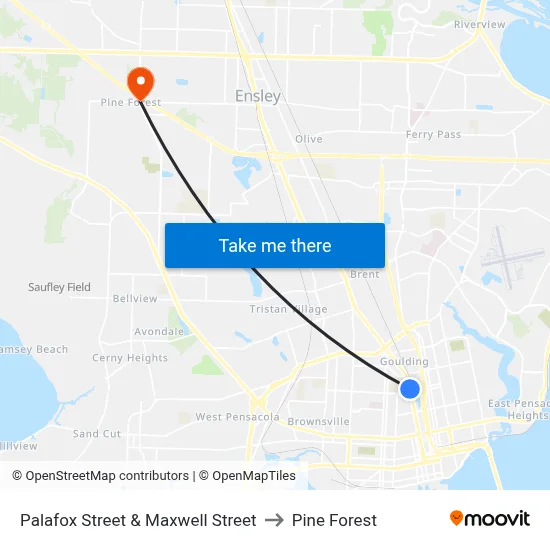 Palafox Street & Maxwell Street to Pine Forest map