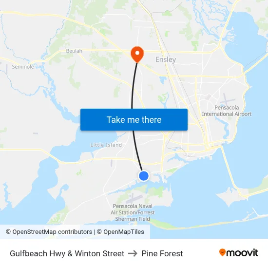 Gulfbeach Hwy & Winton Street to Pine Forest map