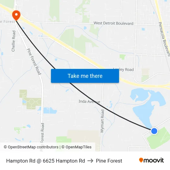 Hampton Rd @ 6625 Hampton Rd to Pine Forest map