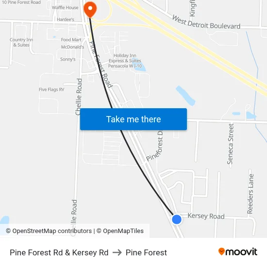 Pine Forest Rd & Kersey Rd to Pine Forest map