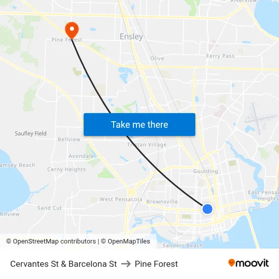 Cervantes St & Barcelona St to Pine Forest map