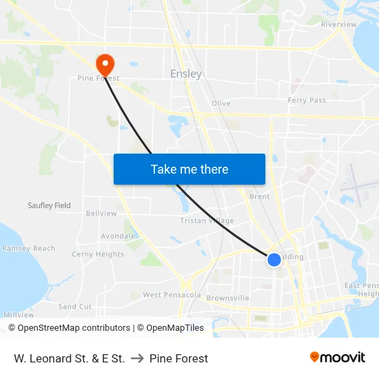 W. Leonard St. & E St. to Pine Forest map