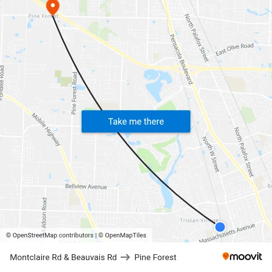Montclaire Rd & Beauvais Rd to Pine Forest map
