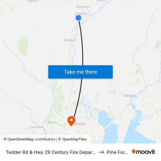 Tedder Rd & Hwy 29 Century Fire Department to Pine Forest map