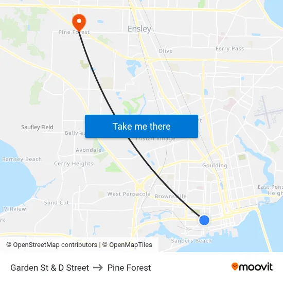 Garden St & D Street to Pine Forest map