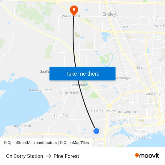 On Corry Station to Pine Forest map