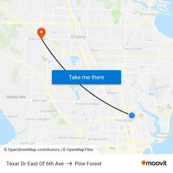 Texar Dr East Of 6th Ave to Pine Forest map