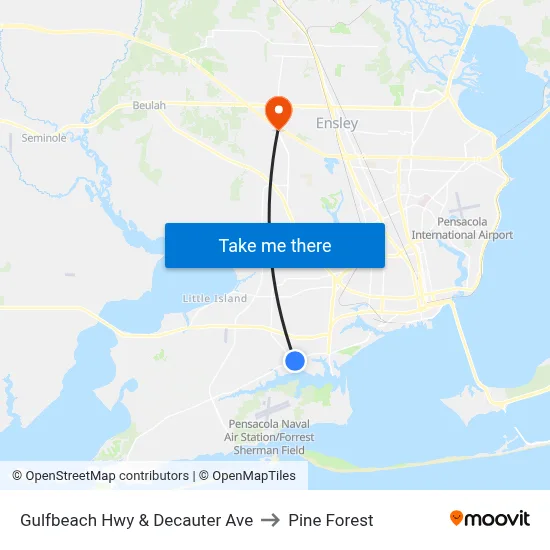 Gulfbeach Hwy & Decauter Ave to Pine Forest map