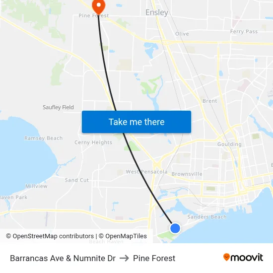 Barrancas Ave & Numnite Dr to Pine Forest map