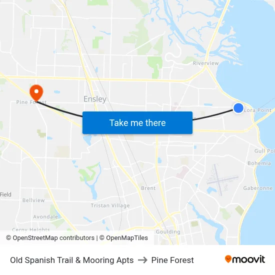 Old Spanish Trail & Mooring Apts to Pine Forest map