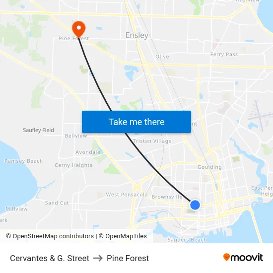 Cervantes & G. Street to Pine Forest map