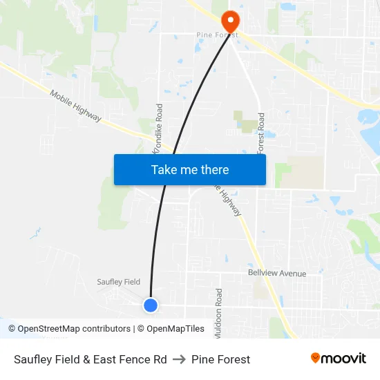 Saufley Field & East Fence Rd to Pine Forest map