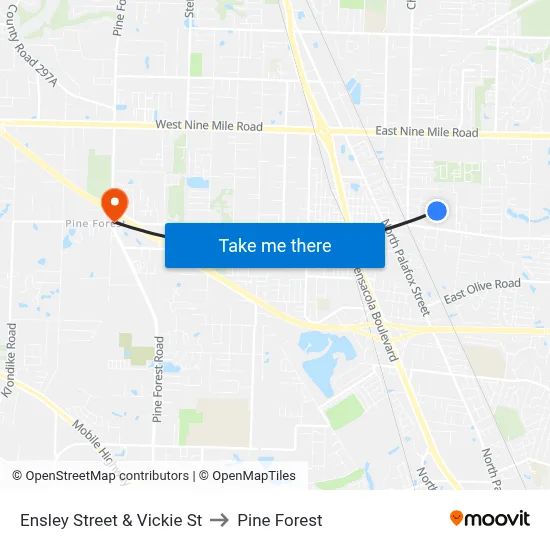 Ensley Street & Vickie St to Pine Forest map