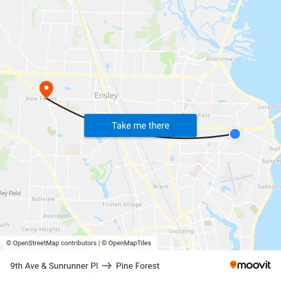 9th Ave & Sunrunner Pl to Pine Forest map