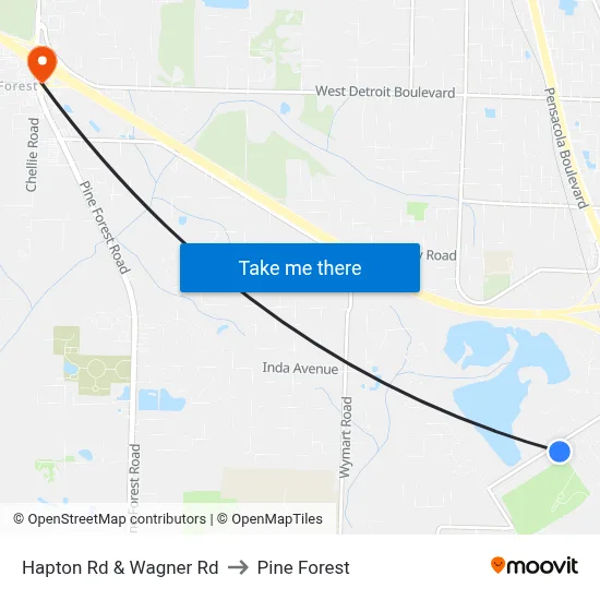 Hapton Rd & Wagner Rd to Pine Forest map