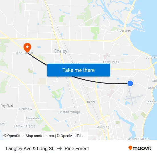 Langley Ave & Long St. to Pine Forest map