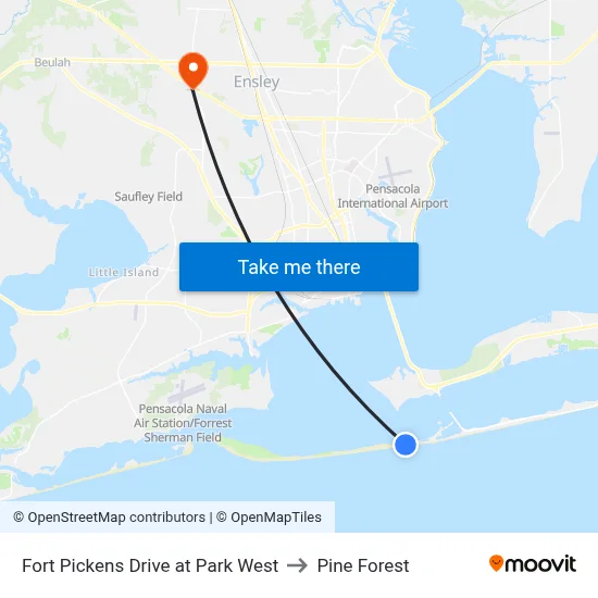 Fort Pickens Drive at Park West to Pine Forest map