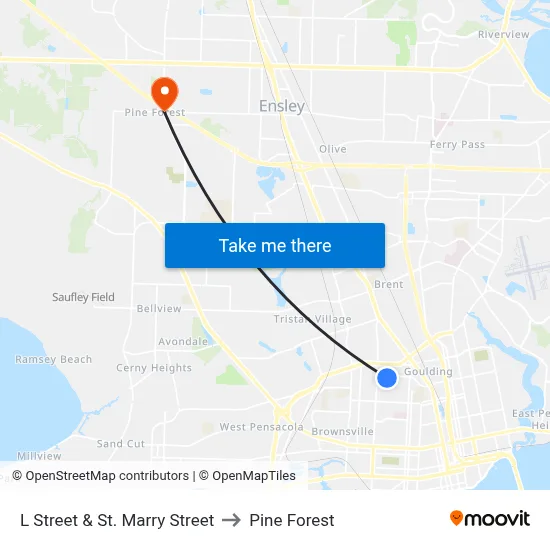L Street & St. Marry Street to Pine Forest map