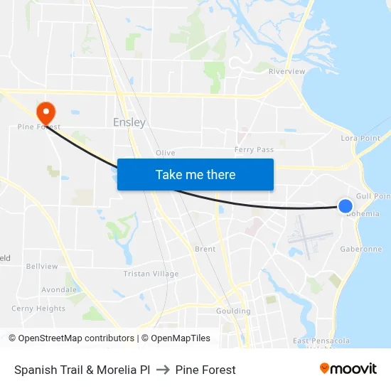 Spanish Trail & Morelia Pl to Pine Forest map