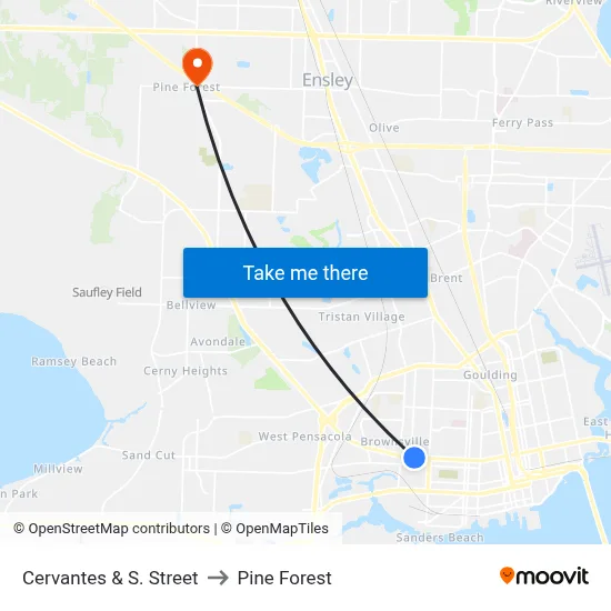 Cervantes & S. Street to Pine Forest map