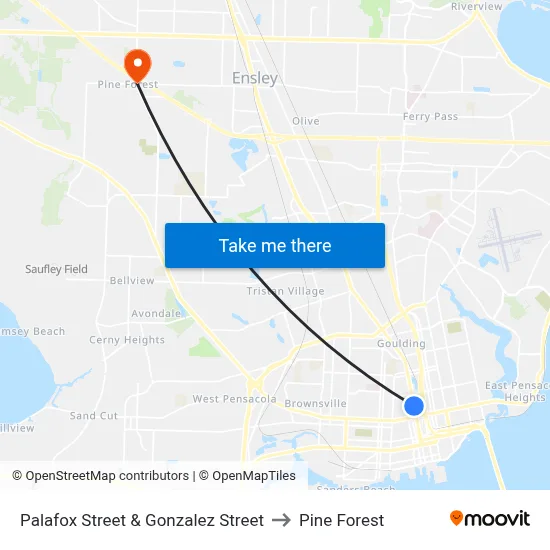 Palafox Street & Gonzalez Street to Pine Forest map