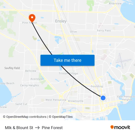Mlk & Blount St to Pine Forest map