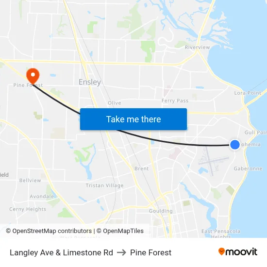 Langley Ave & Limestone Rd to Pine Forest map