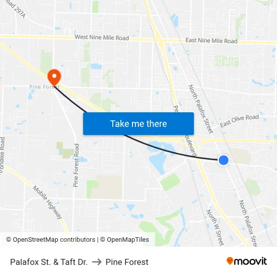 Palafox St. & Taft Dr. to Pine Forest map