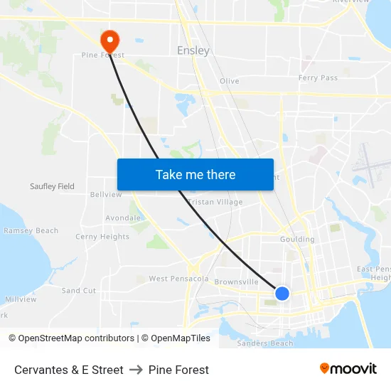 Cervantes & E Street to Pine Forest map