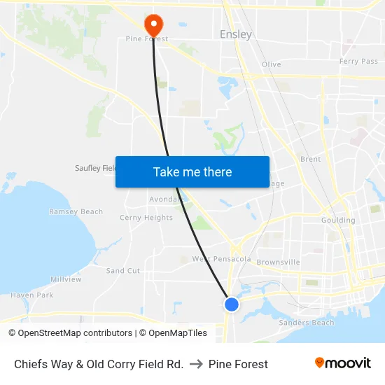 Chiefs Way & Old Corry Field Rd. to Pine Forest map